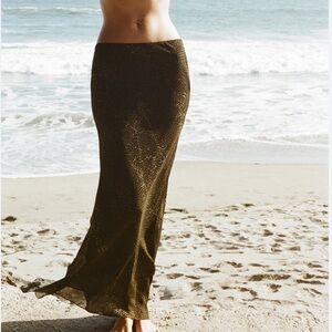 Zara Animal Printed Skirt Lingerie Long Maxi Brown Black Size L ZW Collection